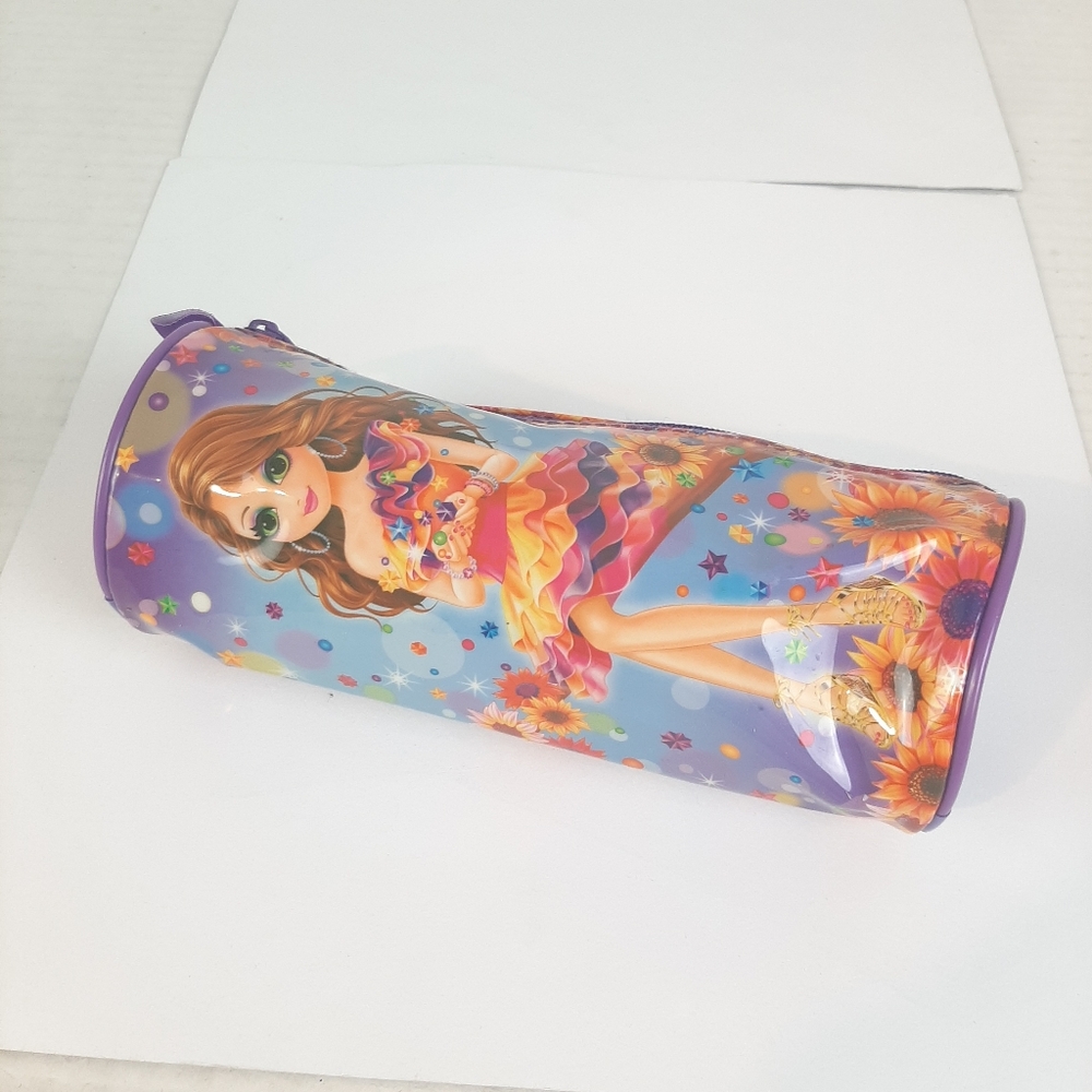Lisa Frank Multicolor Tatey Girl Glam Zip-Top Pencil Pouch Cylindrical